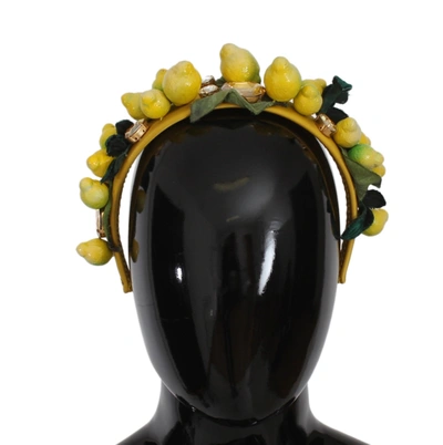 Shop Dolce & Gabbana Yellow Lemons Sicily Crystal Diadem Tiara Headband