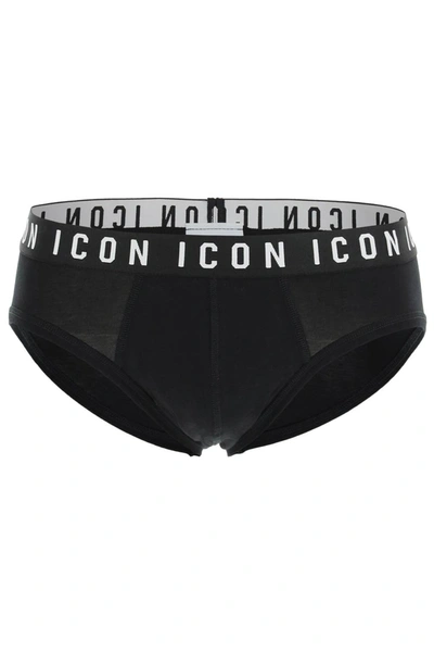 Shop Dsquared2 'icon' Underwear Brief In Black