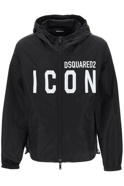 Shop Dsquared2 Be Icon Windbreaker Jacket In Black