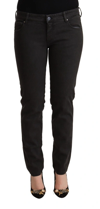 Shop Ermanno Scervino Black Low Waist Skinny Denim Cotton Jeans