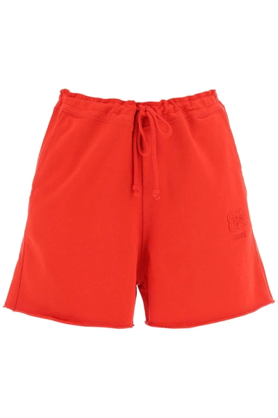 Shop Ganni Isoli Sweatshorts In Red