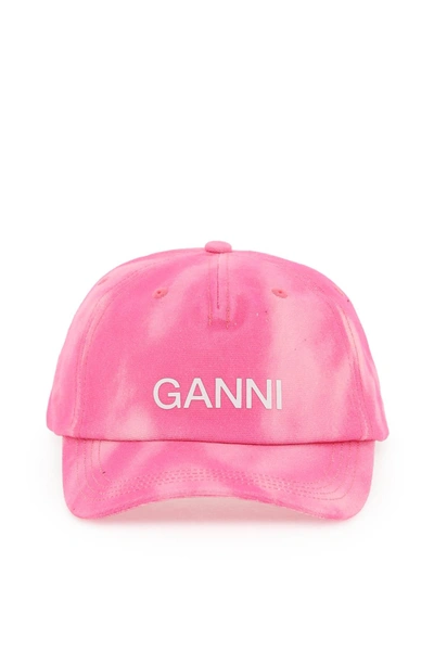 Shop Ganni Logoed Baseball Cap In Pink