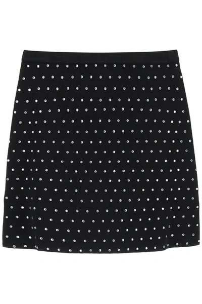 Shop Giuseppe Di Morabito Rhinestone Knitted Mini Skirt In Black