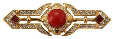 Shop Dolce & Gabbana Gold Tone Brass Crystal Embellished Pin Brooch