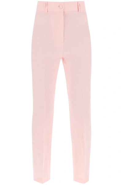 Shop Hebe Studio Loulou Linen Trousers In Pink