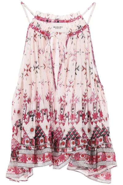 Shop Marant Etoile Isabel  'fabino' Halterneck Top With Graphic Motif In Pink