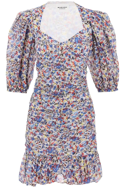 Shop Marant Etoile Isabel  Lunesa Cotton Mini Dress In Mixed Colours