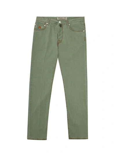 Shop Jacob Cohen Washed Green Jeans Trousers