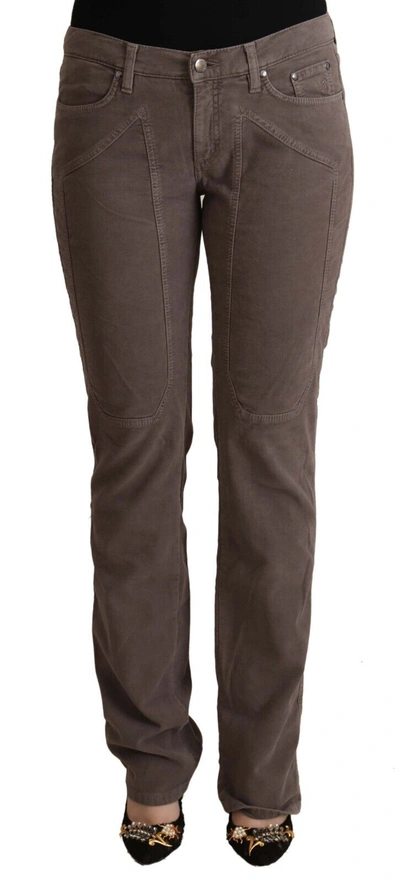 Shop Jeckerson Brown Cotton Low Waist Iconic Patches Leg Denim Jeans