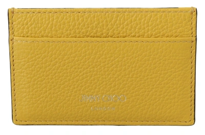 Shop Jimmy Choo Aarna Yellow Leather Card Holder