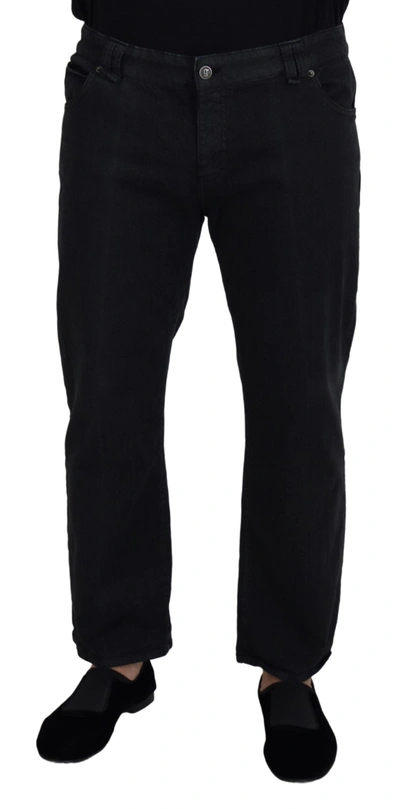 Shop John Galliano Black Cotton Back Buckle Casual Denim Jeans