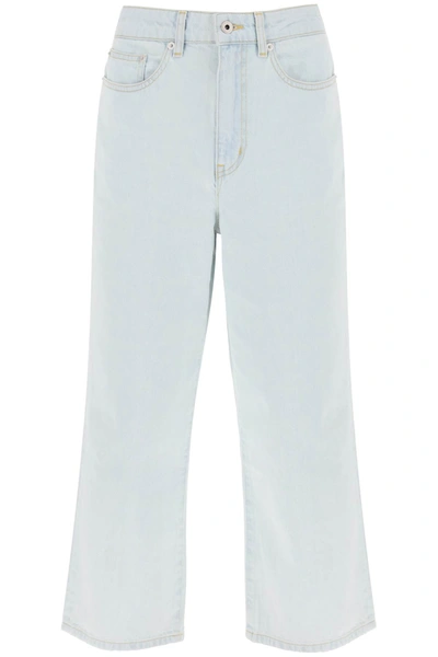 Shop Kenzo 'sumire' Cropped Jeans With Wide Leg In Light Blue