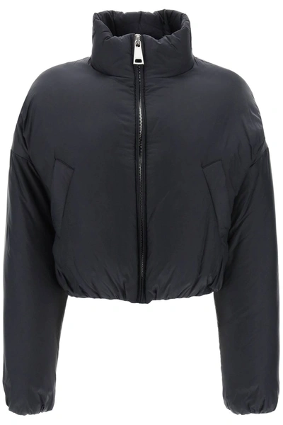 Shop Khrisjoy Joy Oversized Cropped Down Jacket In Black