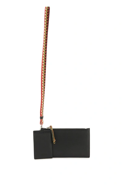 Shop Lanvin Double Pouch With Strap In Black