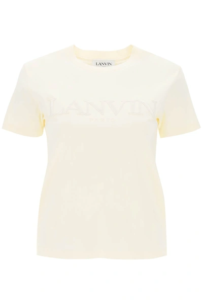 Shop Lanvin Logo Embroidered T-shirt In White