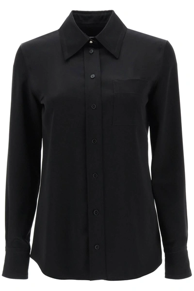 Shop Lanvin Satin Pocket Shirt In Black