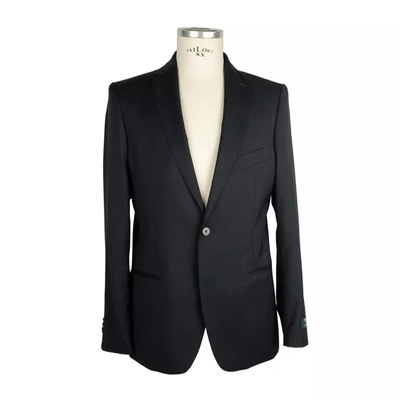 Made In Italy Black Wool Men Suit In Black