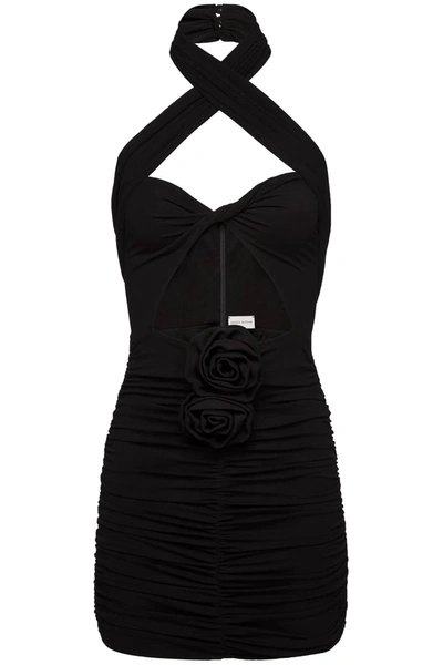 Shop Magda Butrym Twisted Bust Cut-out Mini Dress In Black