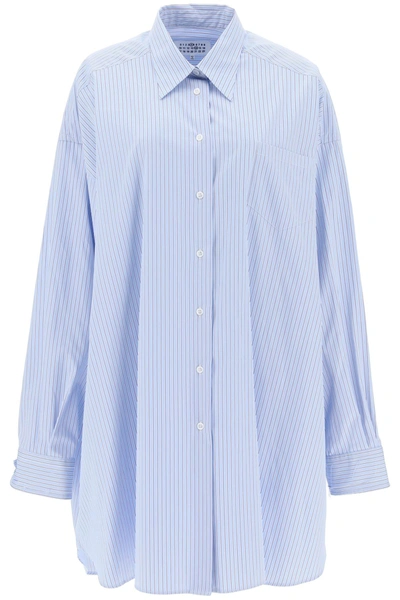 Shop Maison Margiela Poplin Shirt Dress In Light Blue