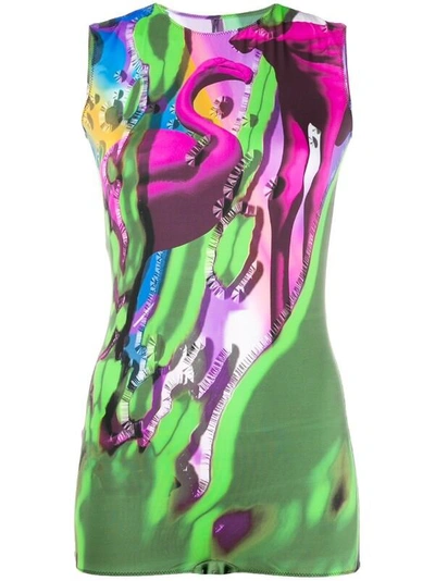 Shop Maison Margiela Printed Sleeveless Bodysuit In Multicolor