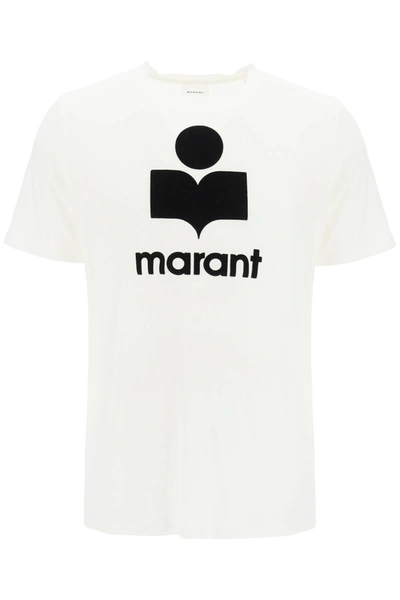 Shop Marant 'karman' Logo Linen T-shirt In White