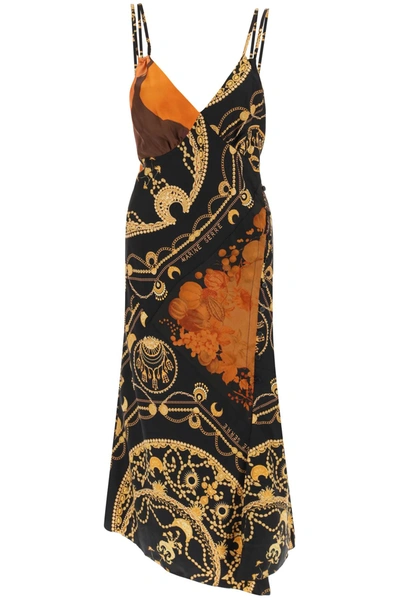 Shop Marine Serre Printed Silk Midi Dress In Mixed Colours