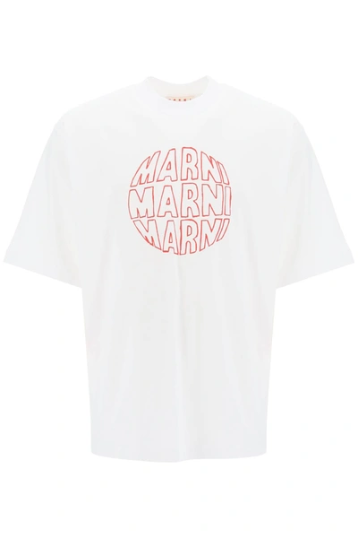 Shop Marni Outline Print T-shirt In Mixed Colours