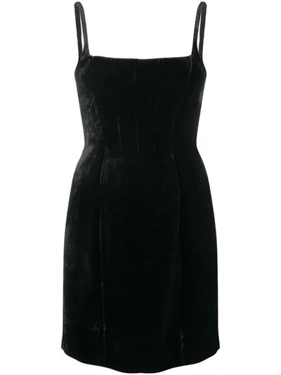 Shop Miu Miu Velvet Sleeveless Mini Dress In Black