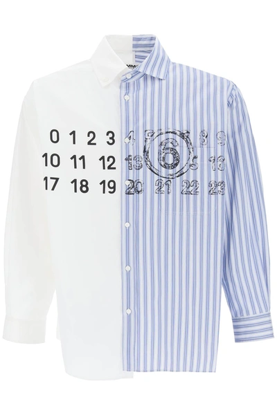 Shop Mm6 Maison Margiela Numbers Print Spliced Shirt In Mixed Colours