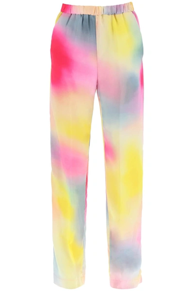 Shop Msgm Multicolored Satin Pants In Mixed Colours