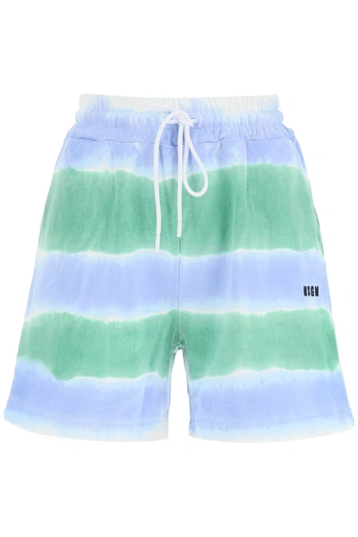 Shop Msgm Tie-dye Jersey Shorts In Mixed Colours