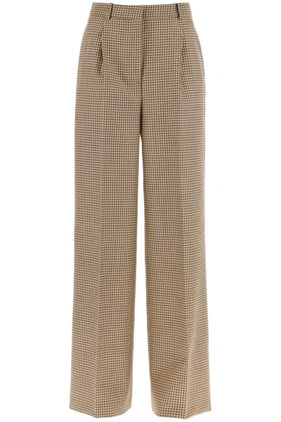 Shop Msgm Wide Leg Pants With Check Motif In Mixed Colours