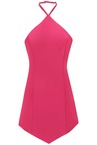 Shop Mvp Wardrobe Catalina Halterneck Mini Dress In Fuchsia