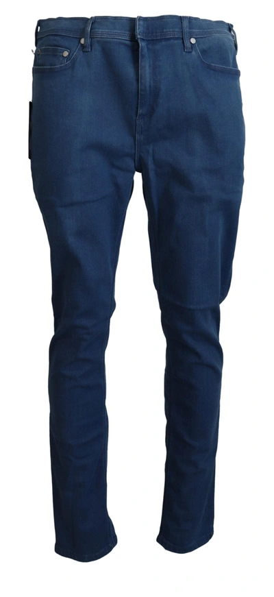 Shop Neil Barrett Blue Cotton Stretch  Casual Denim Jeans