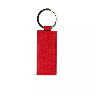 Shop Neil Barrett Red Leather Keychain