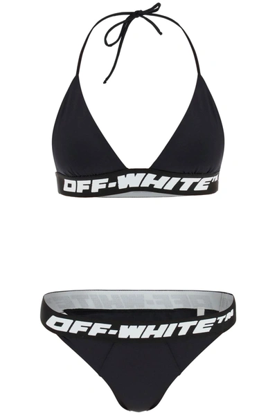 Shop Off-white Logo Band Bikini Set In Black