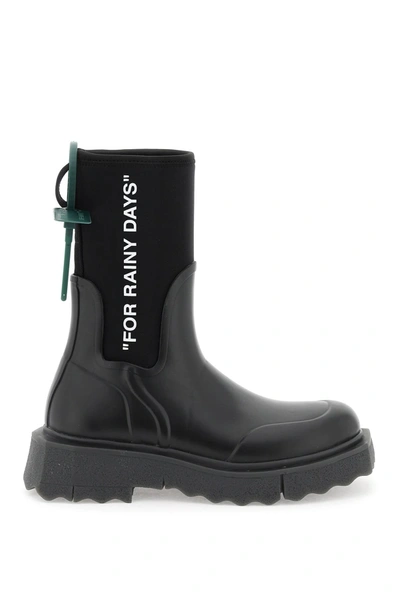 Shop Off-white Sponge Sole Rain Ankle Boots In Black