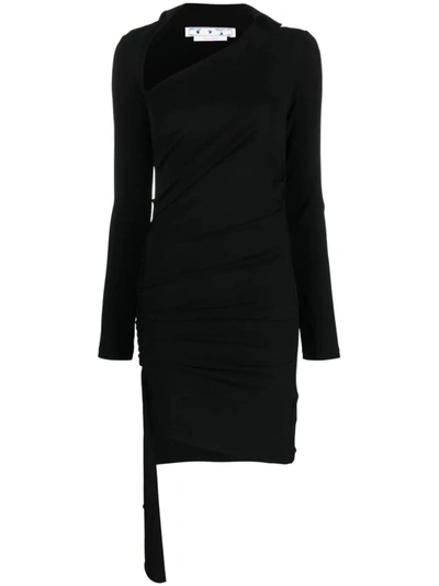 Shop Off-white Vi-crepe Mini Dress In Black