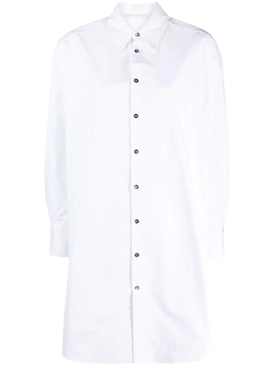 Shop Palm Angels Button-up Shirtdress In White