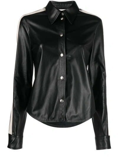 Shop Palm Angels Leather Shirt In Black