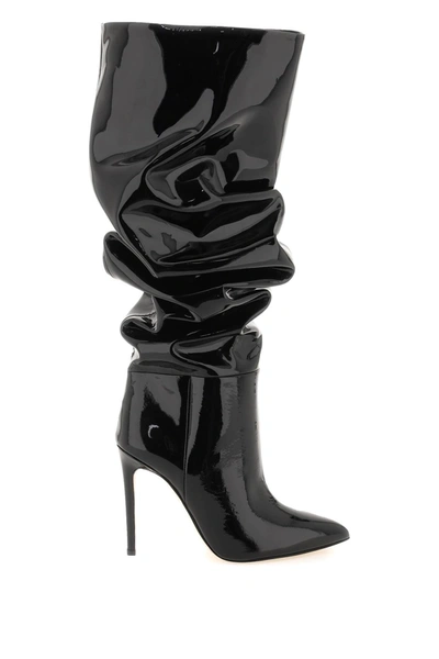 Shop Paris Texas Slouchy Patent Leather Stiletto Boots In Black