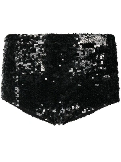 Shop P.a.r.o.s.h Sequin Mini-shorts In Black