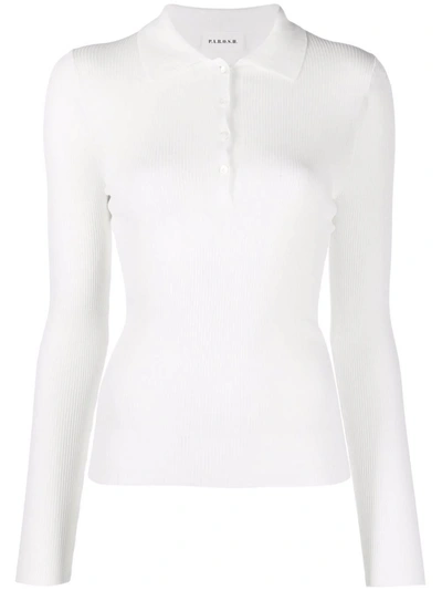 Shop P.a.r.o.s.h Ribbed-knit Polo Top In White