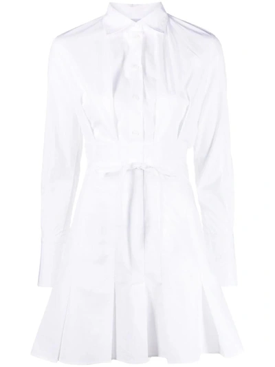 Shop Patou Pleat-detail Mini Shirtdress In White