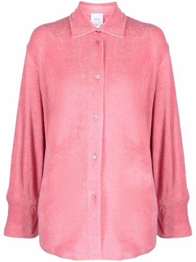 Shop Patou Towel-finish Buttoned Shirt In Pink