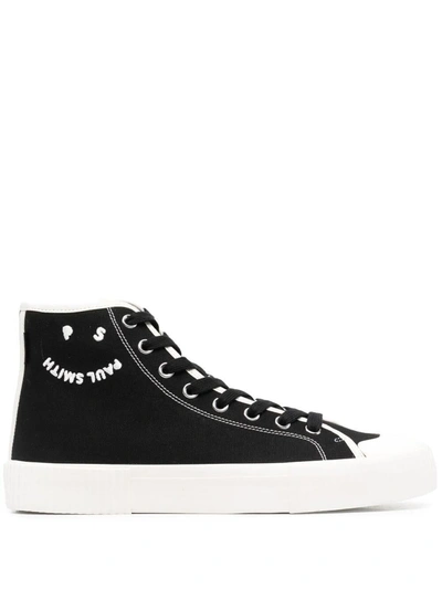 Shop Paul Smith Logo-print Hi-top Sneakers In Black