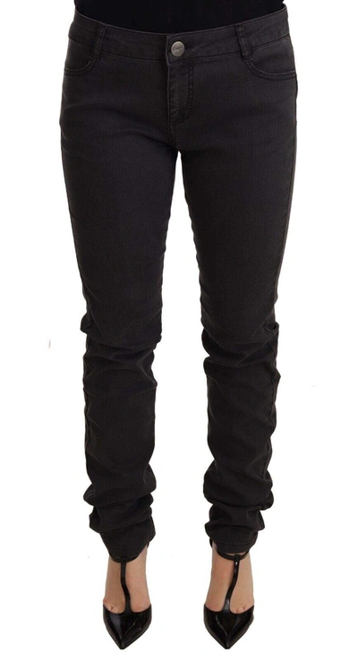 Pinko Black Cotton Stretch Skinny Mid Waist  Denim Jeans In Black