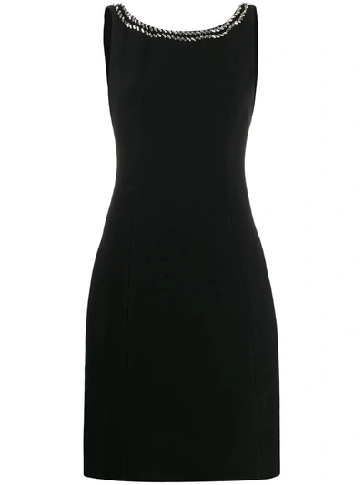 Shop Prada Embellished-neck Dress In Black