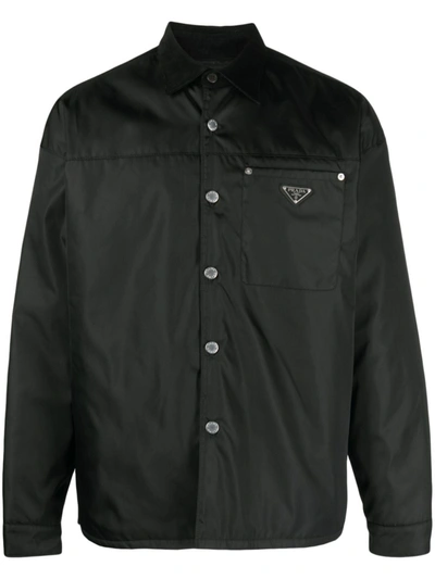 Shop Prada Re-nylon Shirt Jacket In Black