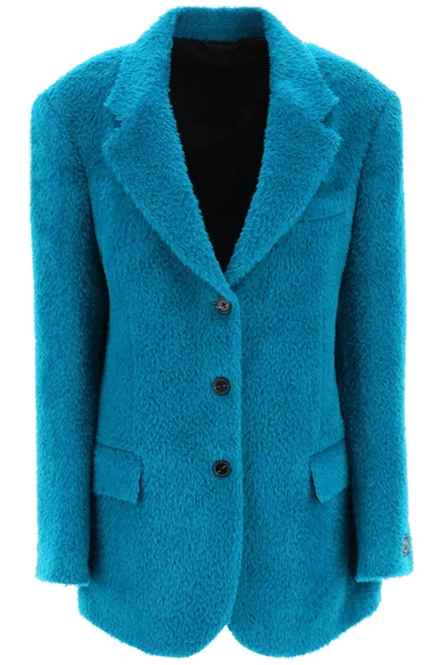 Shop Raf Simons Oversized Wool And Alpaca Blazer In Blue
